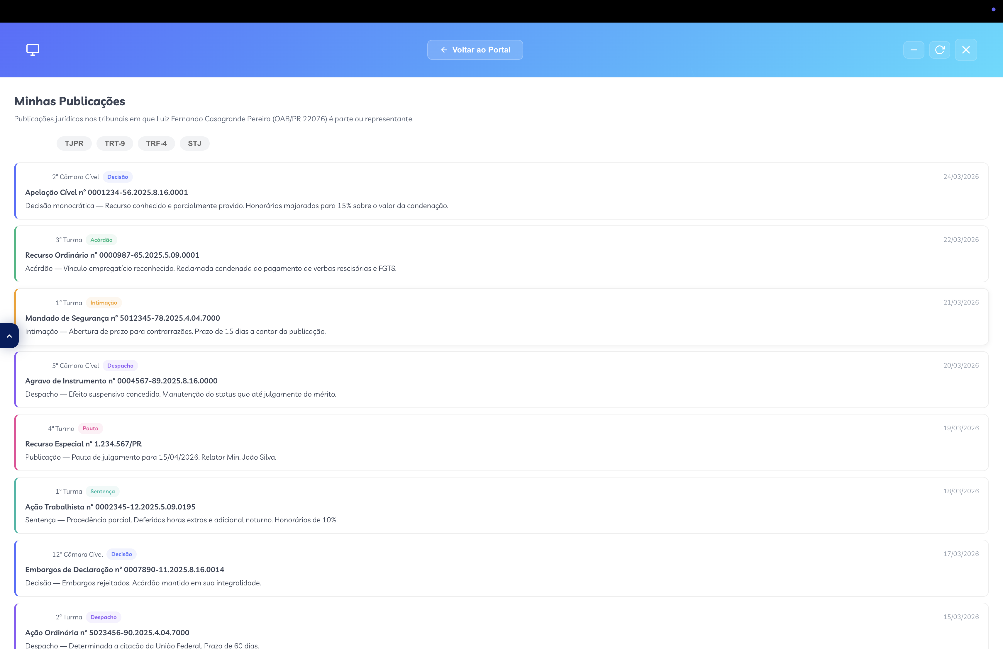 Publica&ccedil;&otilde;es e Processos