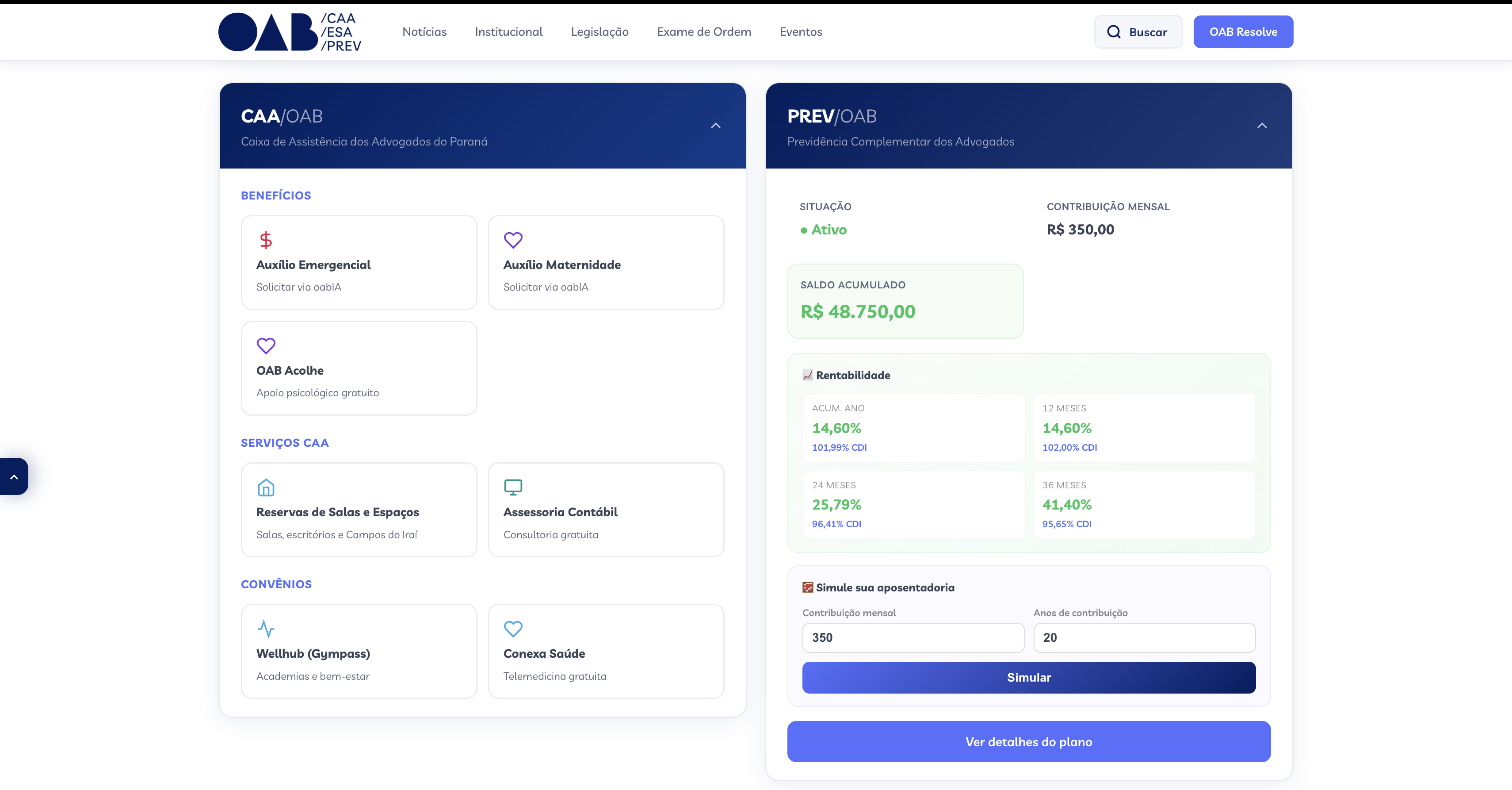 CAA e PREV integrados