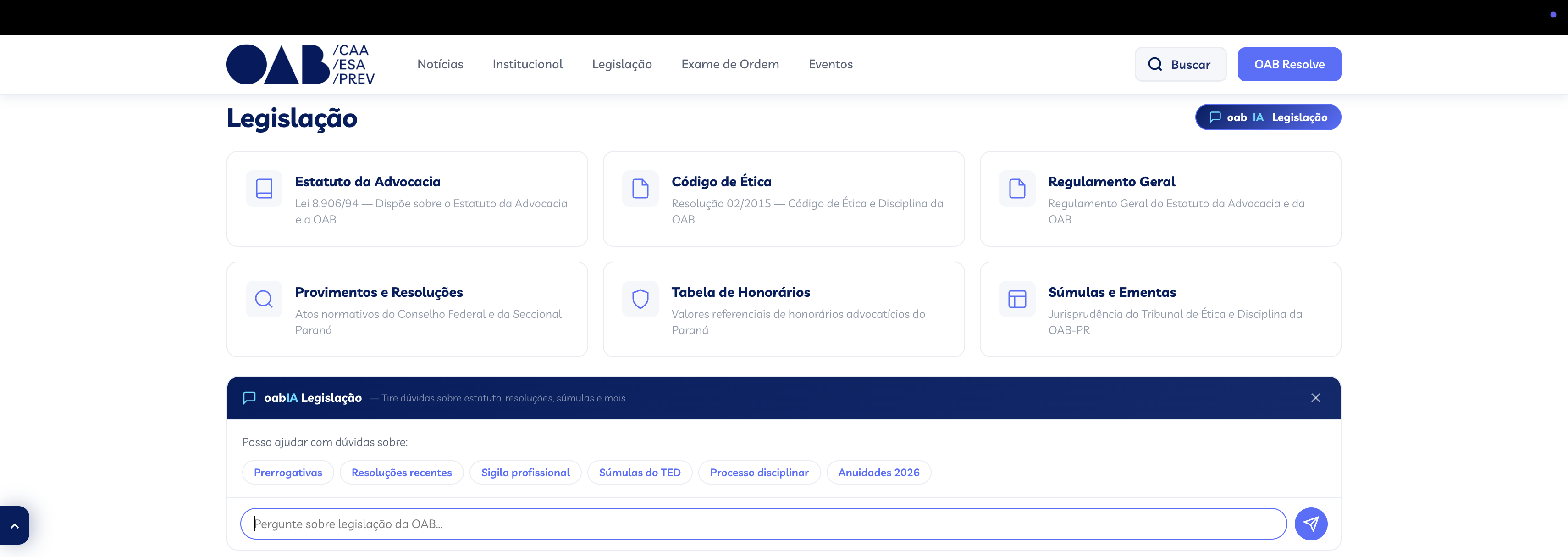 oabIA Legisla&ccedil;&atilde;o