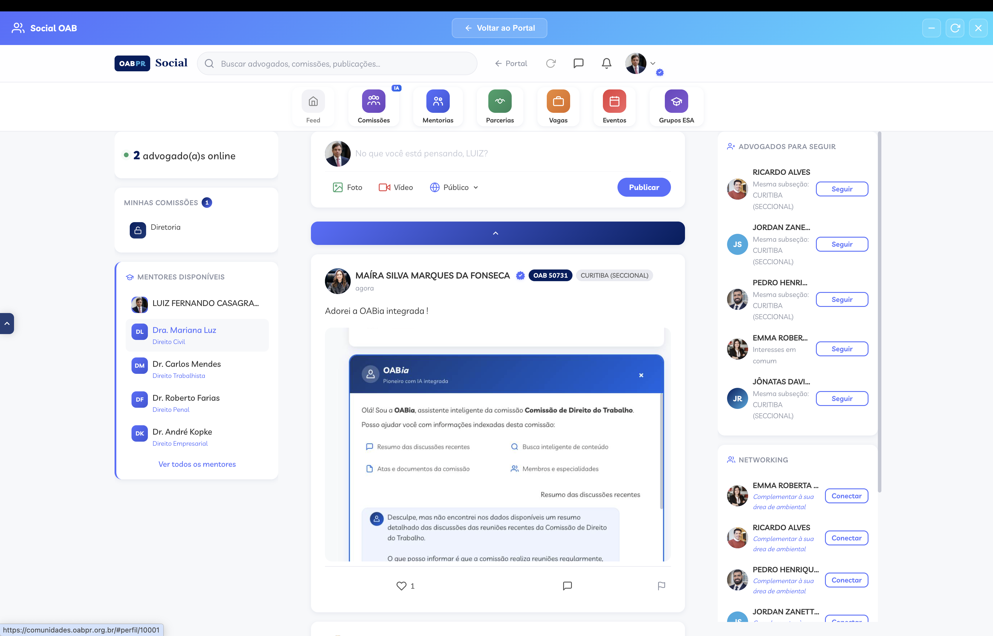 Social OAB no portal