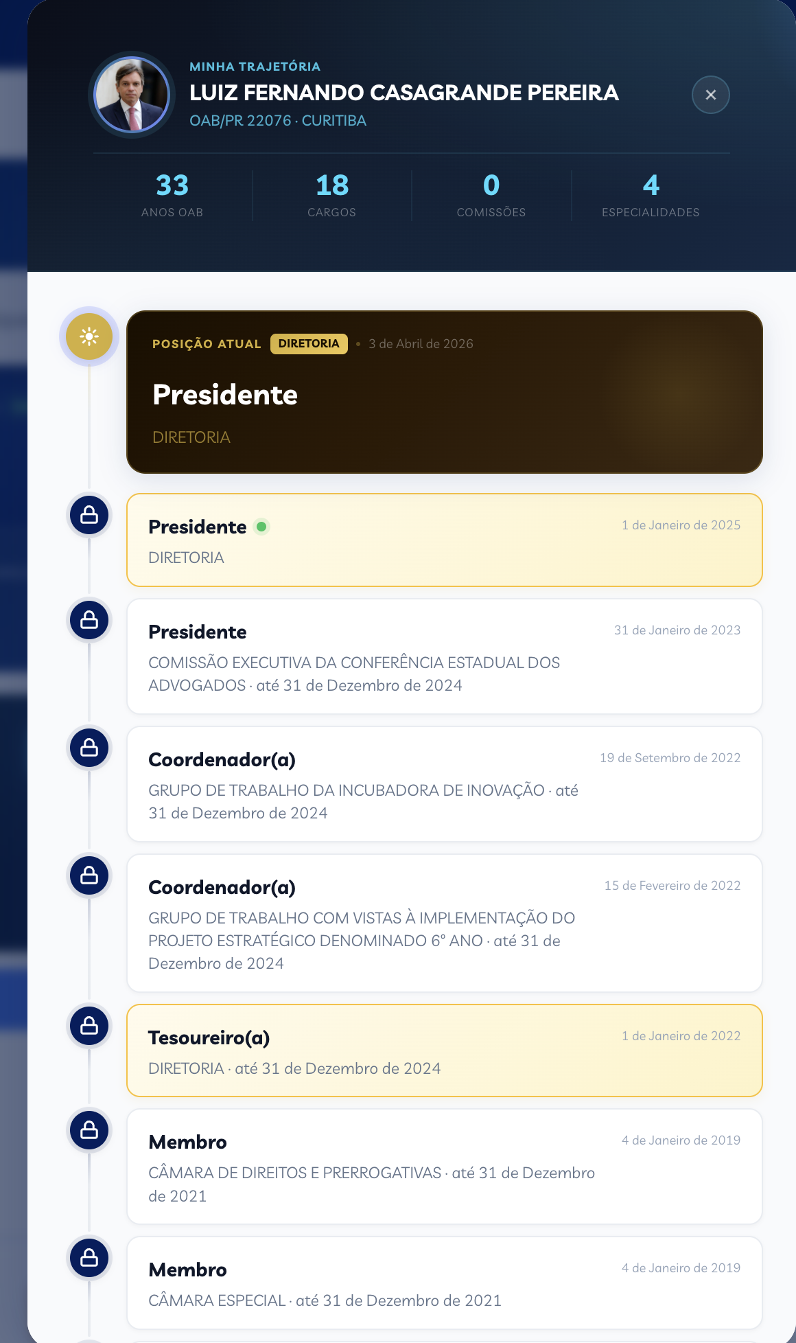 Trajet&oacute;ria na OAB