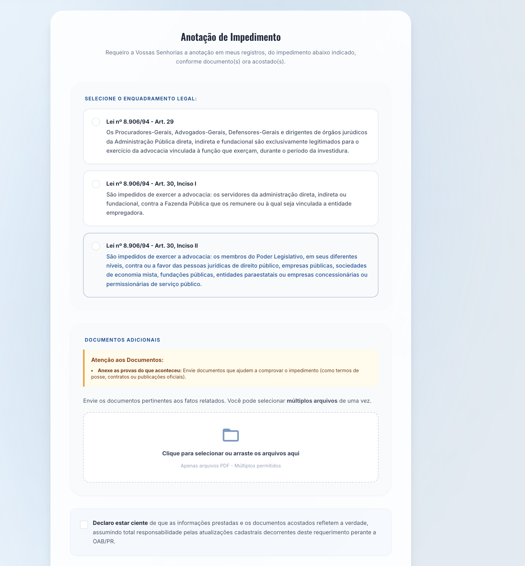 Formul&aacute;rio de requerimento