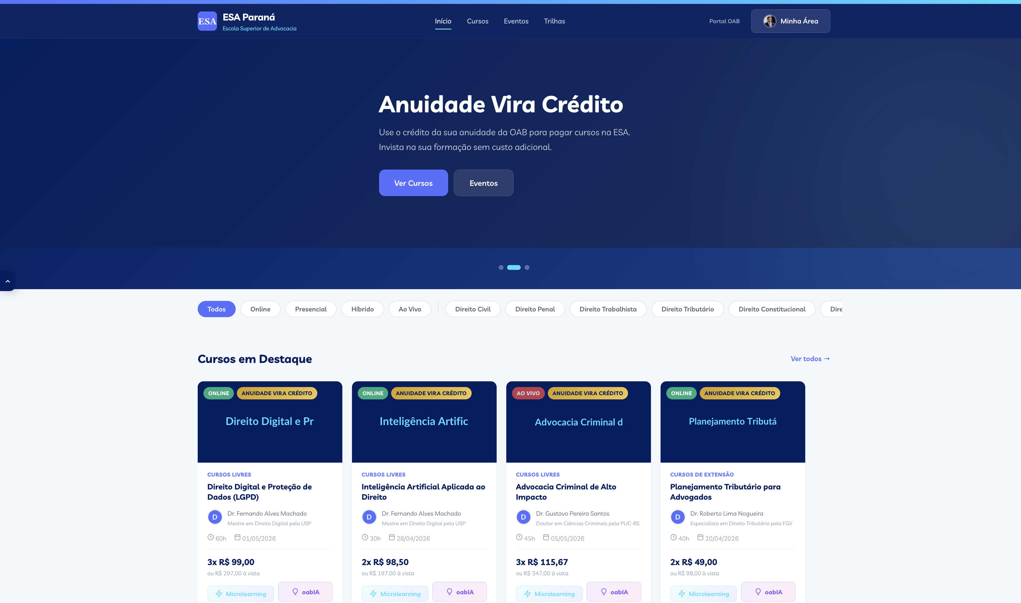 Anuidade Vira Cr&eacute;dito ESA