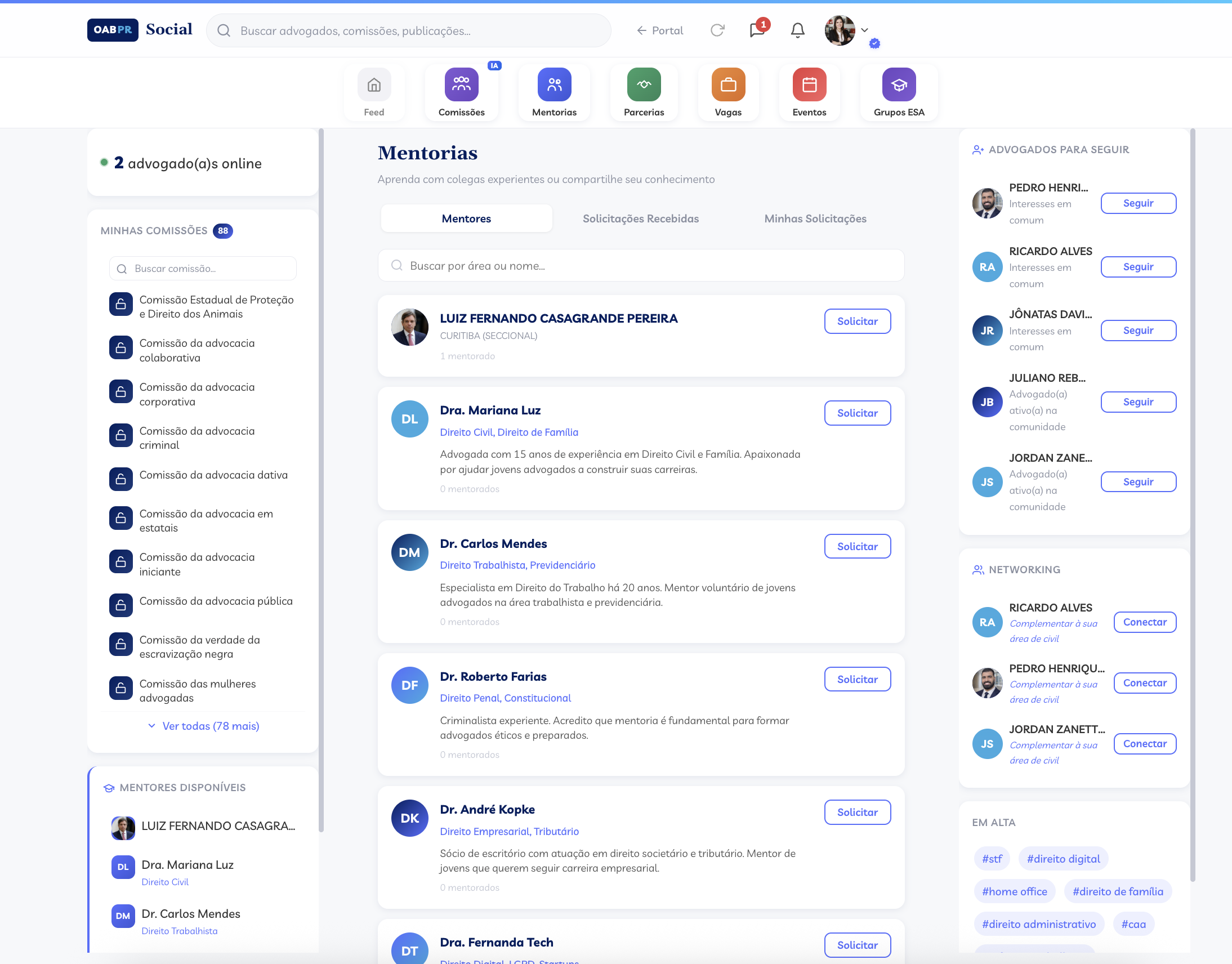Mentorias no Social OAB